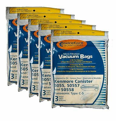 Kenmore Canister Type C Vacuum Bags (15 Bags) Fits 5055, 50557, 50558, Panasonic