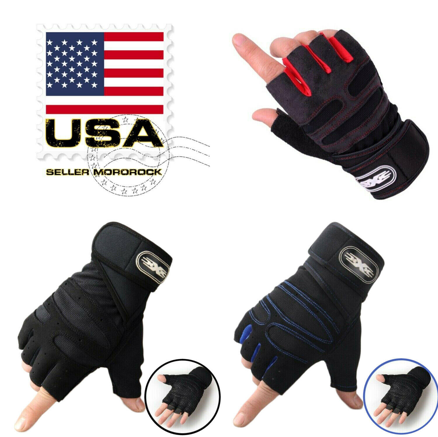 Us Women/men Gym Gloves With Wrist Wrap Workout Weight Lifting Fitness Exercise
