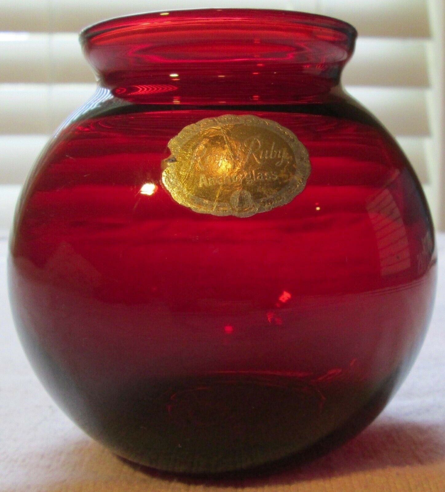Anchor Hocking Royal Ruby Red Glass Ball Vase