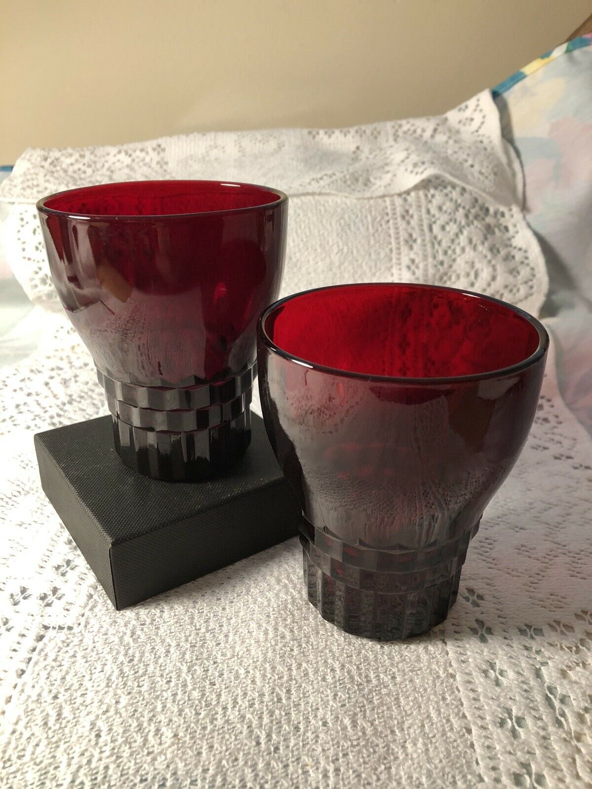2 Vintage Royal Ruby Red Juice Glasses