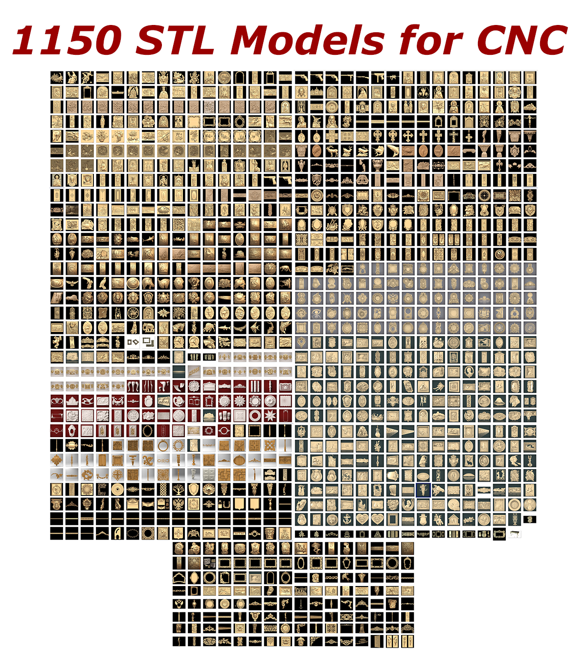 New 1150 3d Stl Models For Cnc - Compatible With Artcam Aspire Cut3d 3d-printers