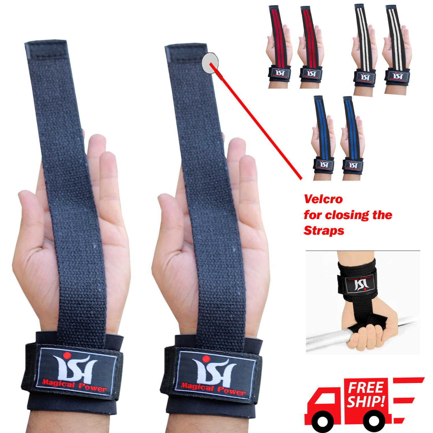 Weight Lifting Gym Straps Wraps Power Training Wrist Gloves Workout Hand Bar New
