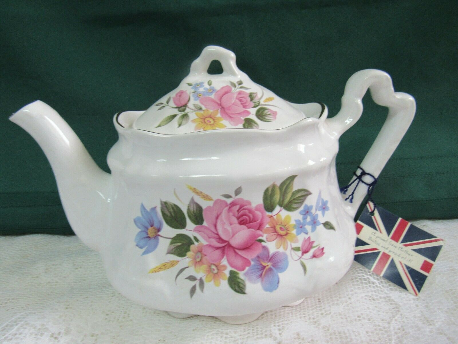 Vintage Arthur Wood & Son Staffordshire England Teapot 6311 Floral Roses W/ Tags