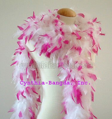 White W/ Hot Pink Tips 65 Grams Chandelle Feather Boa Dancing Halloween Costume