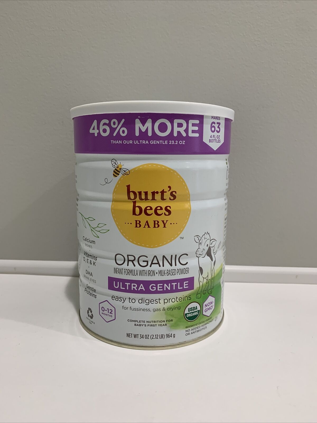 Burt’s Bees Baby Organic Ultra Gentle Infant Formula W/ Iron, 34 Oz,use By 05/23