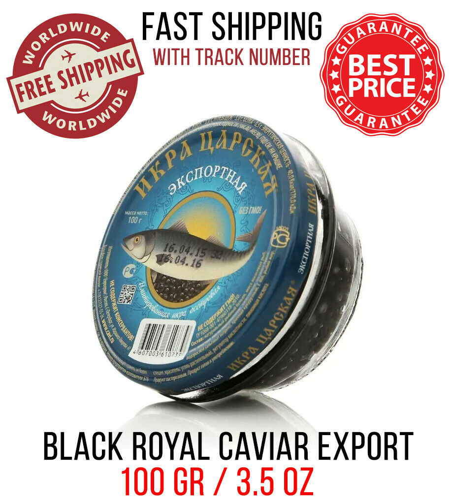 Black Caviar Sturgeon/beluga Royal Export Russian Delicacy 100 Gr 3.5 Oz