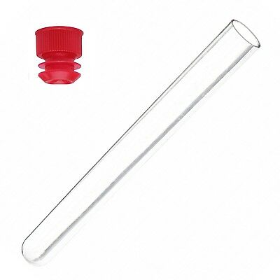 100 Pack, 12 X 75 Mm, Translucent Clear Plastic Test Tubes With Red Caps
