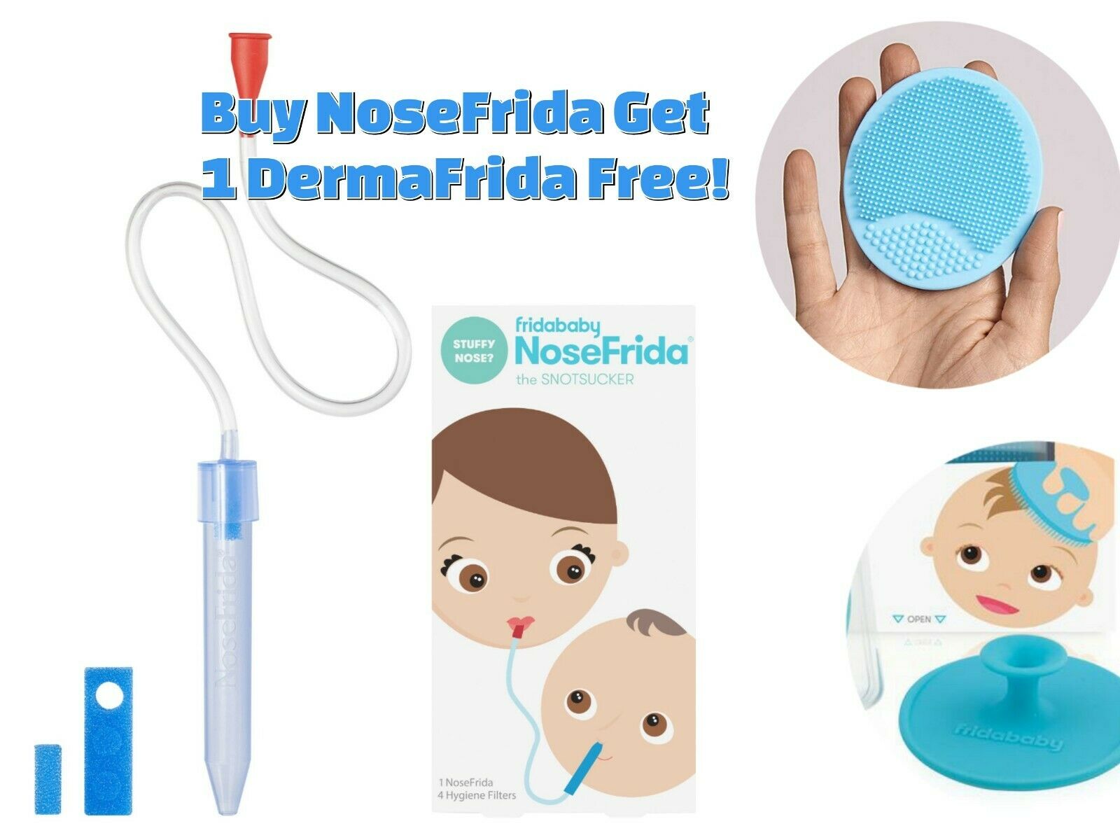 Nosefrida Nasal Aspirator Fridababy Extra Hygiene Filters Free Dermafrida Brush
