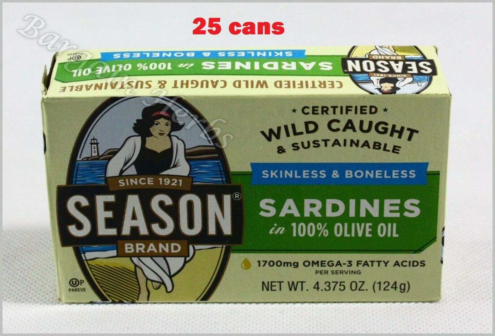 25x Season 4.375oz Boneless Skinless Sardines In Olive Oil Kosher Free Shipping