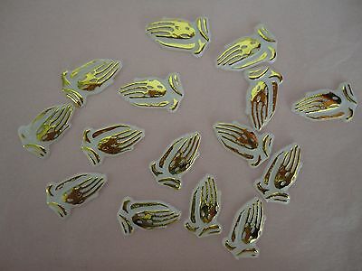 144 Plastic White & Gold Praying Hands Party Embellishment