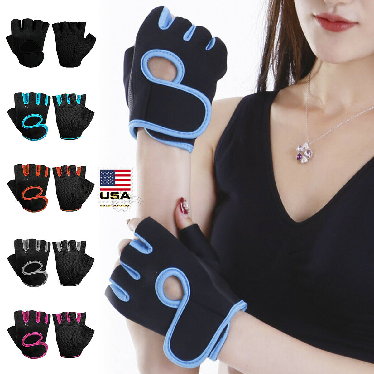 Women Men Half Finger Work Out Gym Gloves Sport Weight Lifting Exercise Fitness
