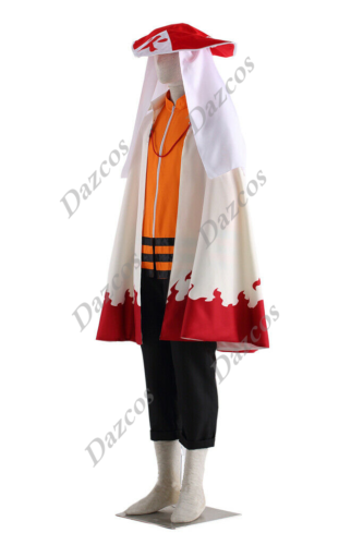Dazcos Adult Men Uzumaki Naruto 7th Hokage Costume Anime Outfit With Cloak Hat