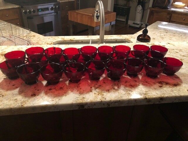 Royal Ruby Anchor Hocking Punch Snack Cups Dark Red Depression Glass Vintage Lot