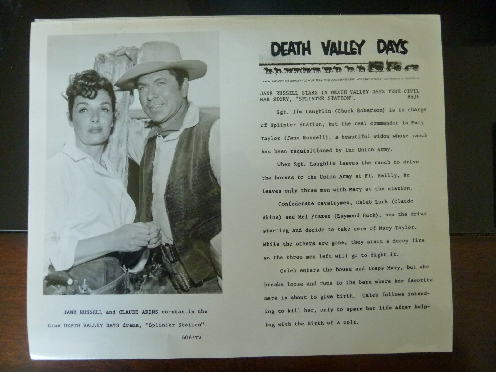 1960 Press Photo Jane Russell /claude Akins "death Valley Days" Season 9 #606/tv