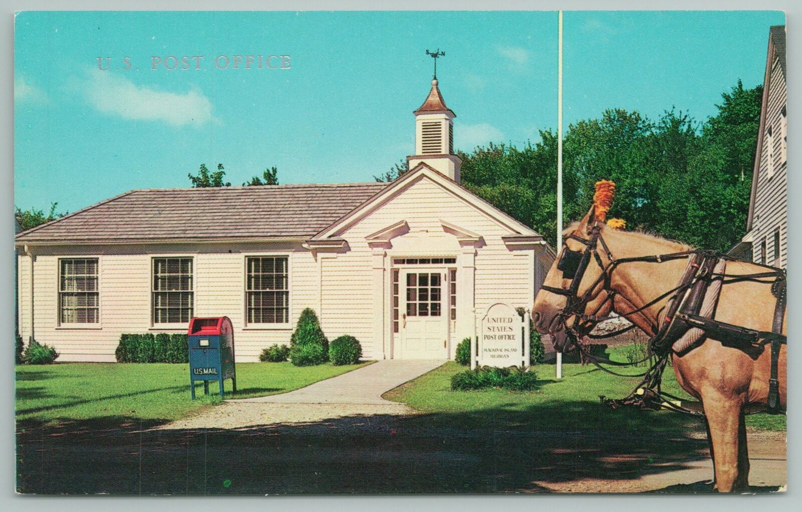 Mackinac Island Michigan~us Post Office On Market Street~vintage Postcard
