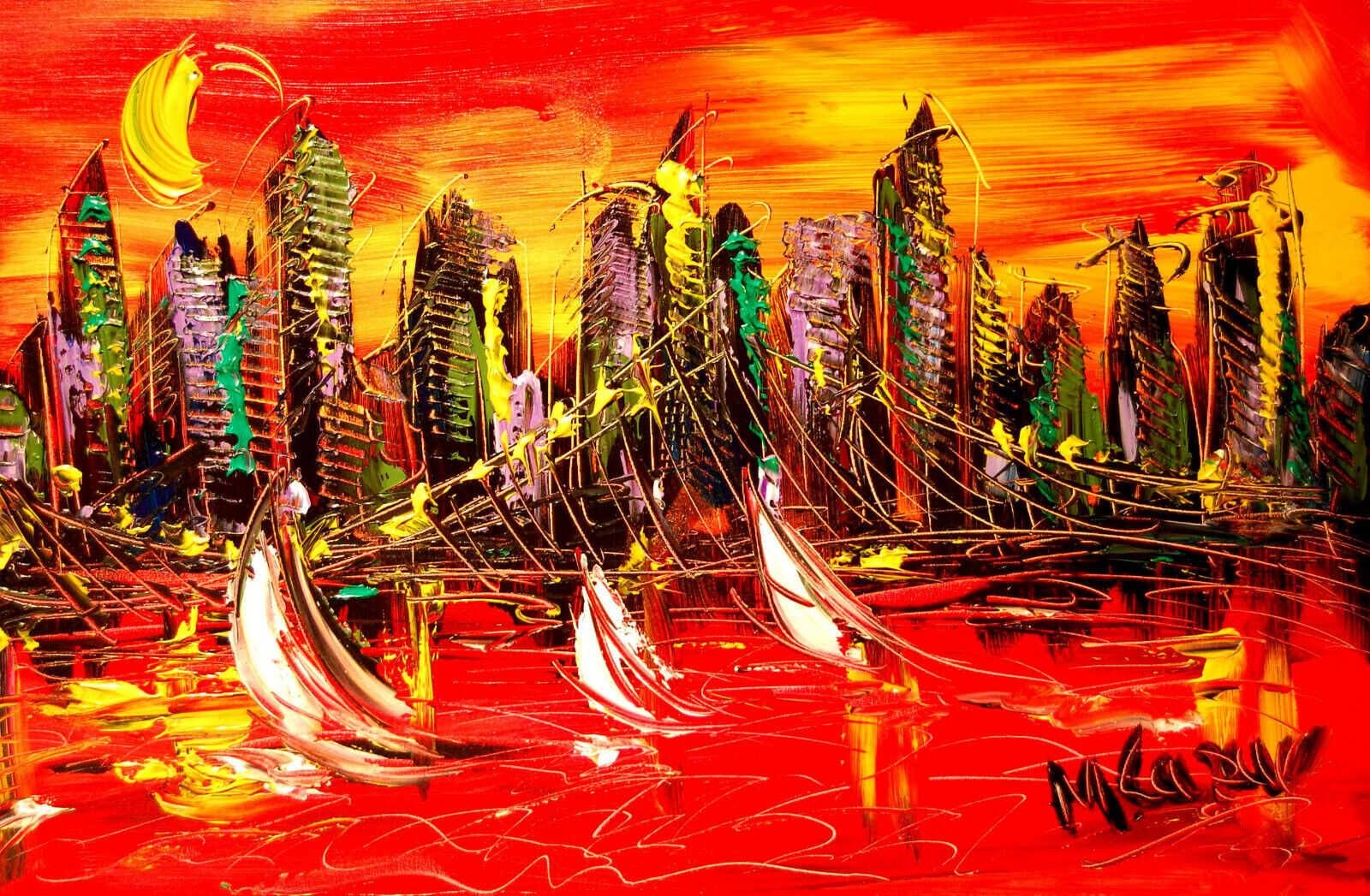 City For You Original Painting   Canvas   Expressionist  Impasto Original  Huu80