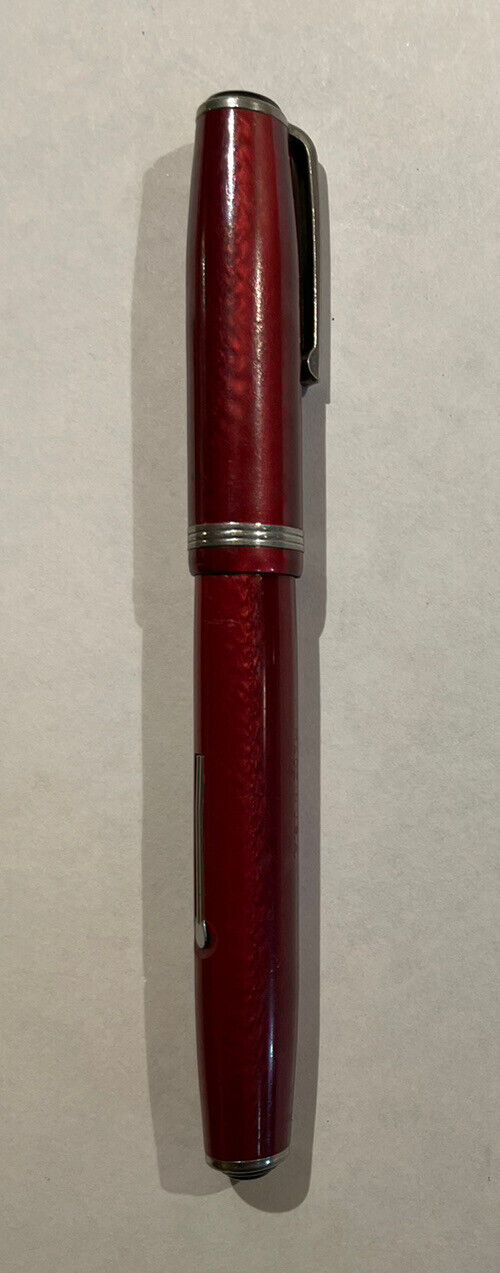 Vintage Esterbrook Sj Series Fountain Pen Red Pearl 2556 Steel Nib Writing Cap