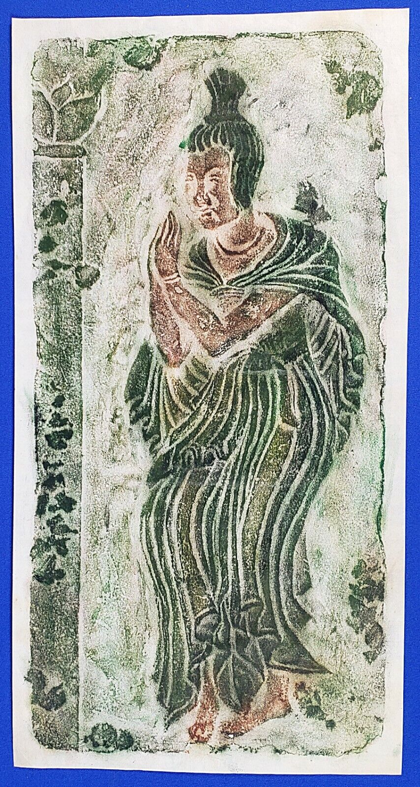 Chinese Color Stone Rubbing "worshipper" Easter Wei Dynasty 540 Ad