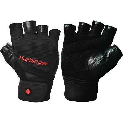 Harbinger 140 Ventilated Pro Wristwrap Weight Lifting Gloves - Black
