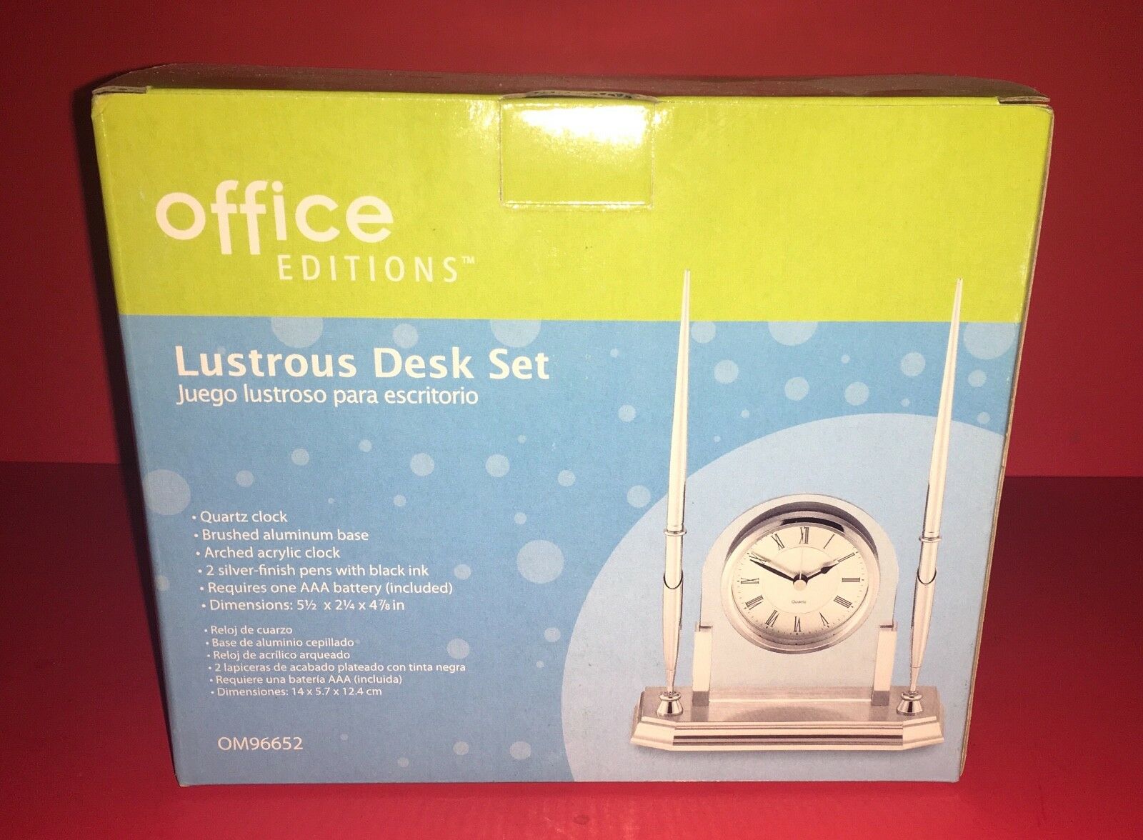 Office Editions Lustrous Desk Set And Quartz Clock Brand New