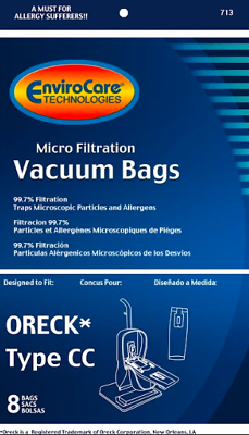 Oreck Vacuum Bags Type Cc *fits Oreck Xl Upright Vacuums Replaces Part # Ccpk8dw