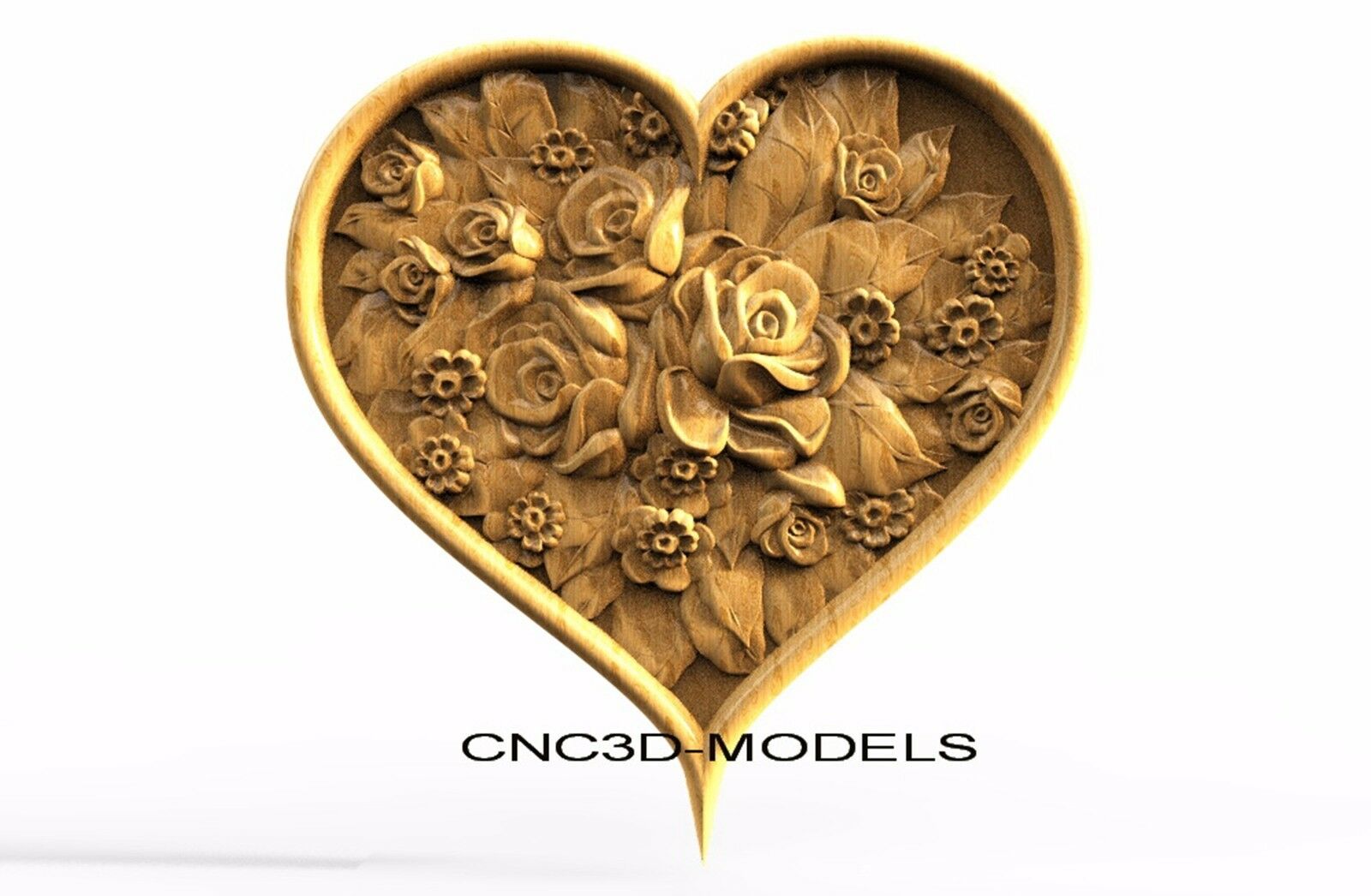 3d Model Stl For Cnc Router Engraver Carving Artcam Aspire Rose Love Heart 8230