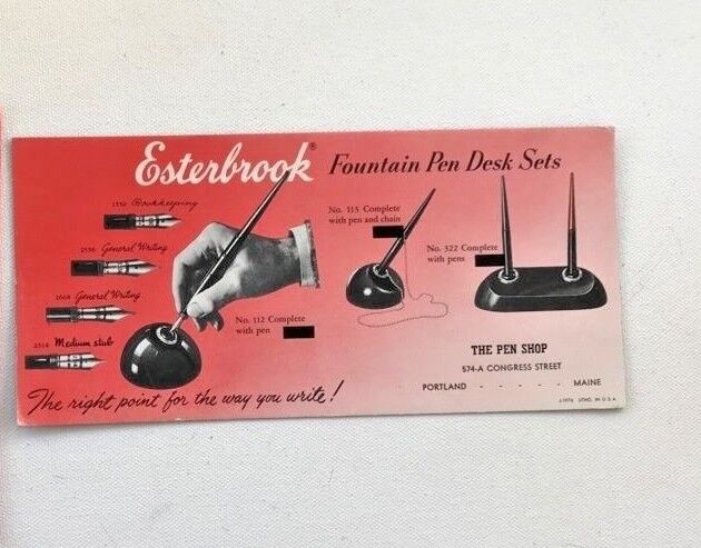 For Esterbrook Fountain Pen Collectors! 1 Desk Blotter '50s  Mint